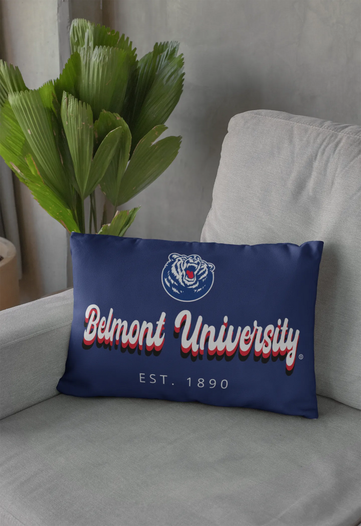 Belmont University Retro Lumbar Pillow Cover | Custom Gifts and Decor | Official Merchandise | Festive Fit Home