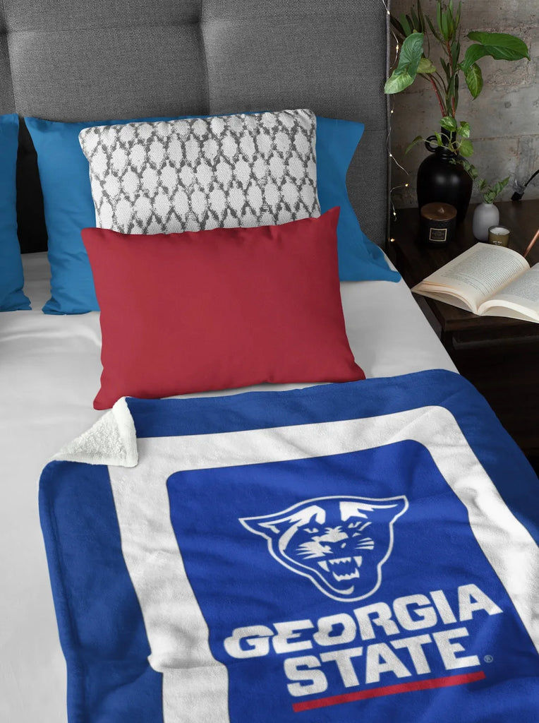 Georgia State University Blanket - Sherpa Layered Band 60"x80" | Gifts and Merchandise | Festive Fit Home