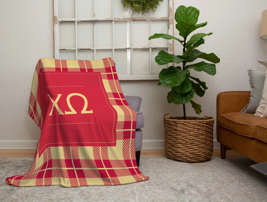 Chi Omega Blanket XL 60x80 - Traditional Plaid | Chi O Gifts & Decor