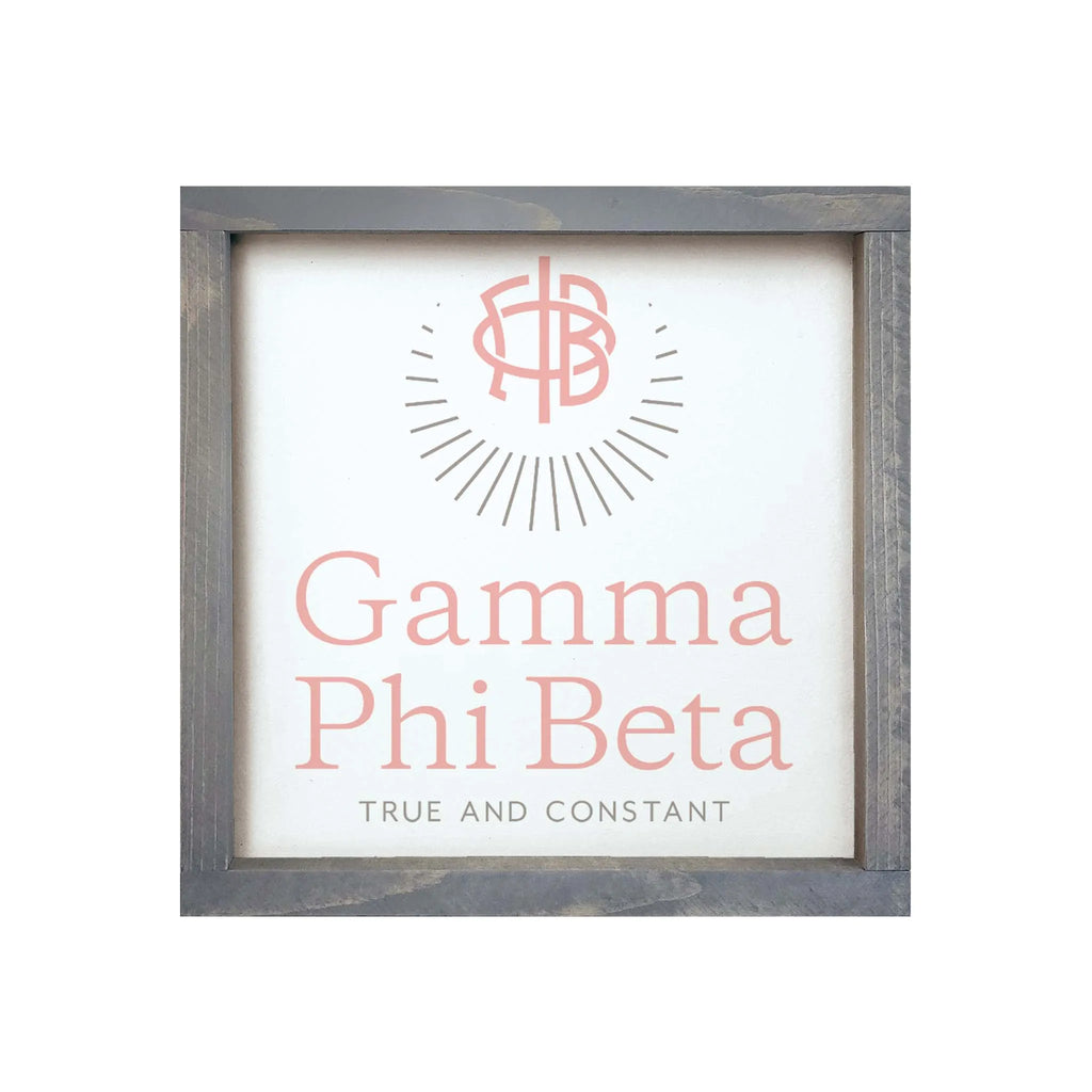 Gamma Phi Beta Traditional Logo Wood Framed Sign - 12"x12" | Gift Shop | Dorm Decor | Festive Fit Home