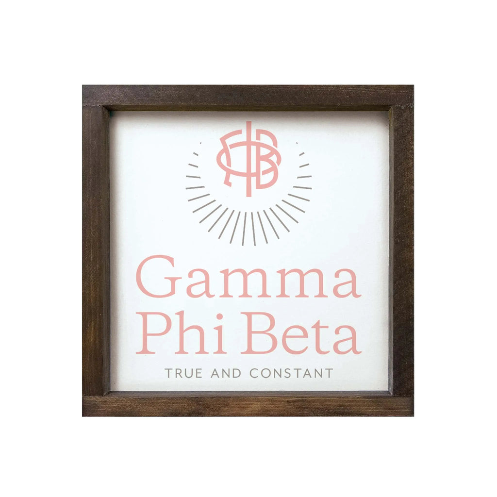 Gamma Phi Beta Traditional Logo Wood Framed Sign - 12"x12" | Gift Shop | Dorm Decor | Festive Fit Home