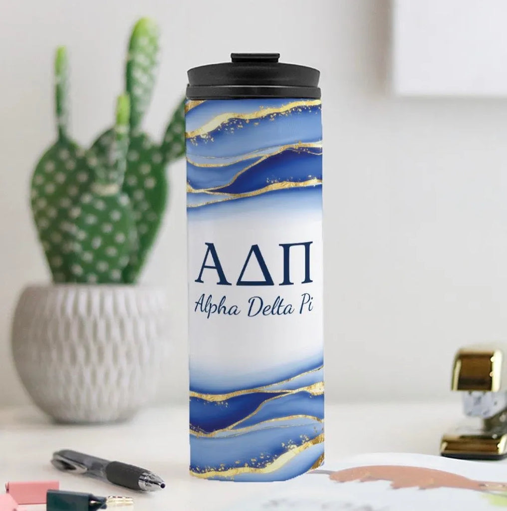 Alpha Delta Pi Thermal Tumbler 16 oz.- Geode | Water Bottle | Gift | Festive Fit Home