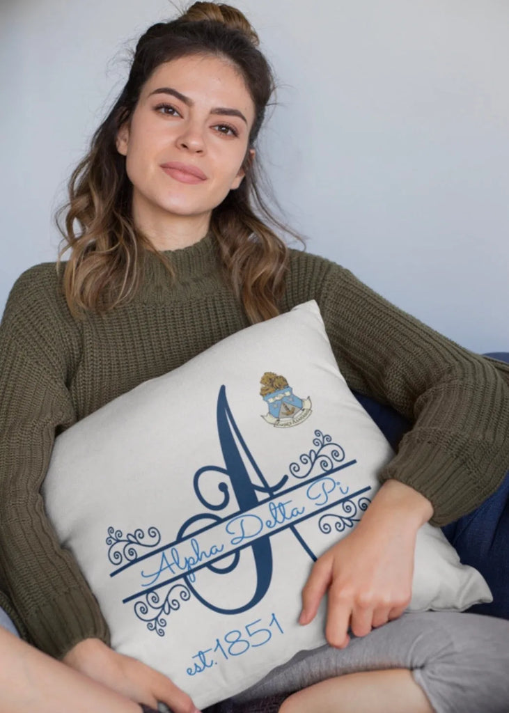 Alpha Delta Pi Monogram Throw Pillow Cover 18" | Gifts | Merchandise | Festive Fit Home