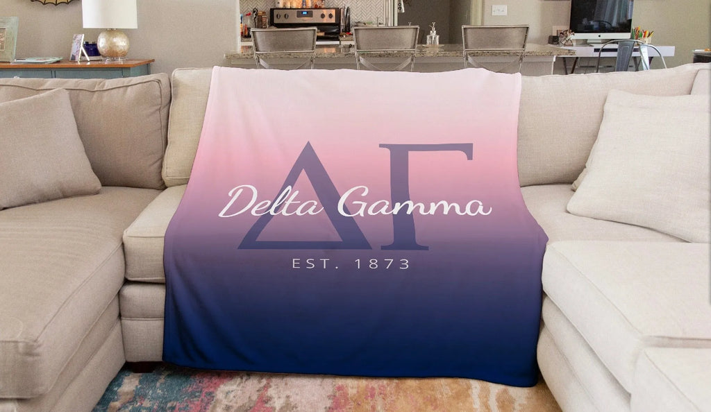 Delta Gamma Sherpa Blanket - Gradient 60"x80" | Gifts and Merchandise | Decor | Festive Fit Home