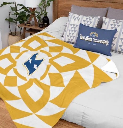 Kent State University Sherpa Blanket - Gold Tribal 60"x80" | Gifts and Decor | Festive Fit Home