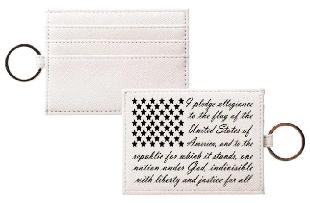 Key Ring Card Holder Saffiano Leather Finish - Pledge of Allegiance | College Essentials | Travel Accessories | Festive Fit Home