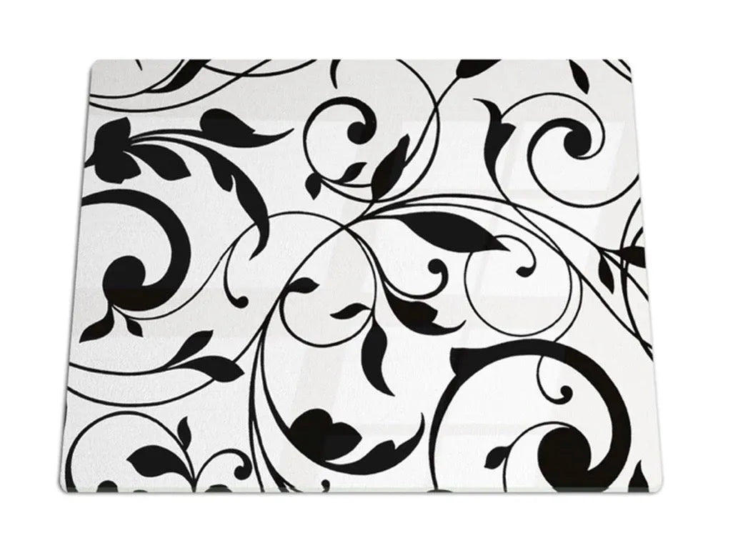 White and Black Scroll RV Stove Top Cover and Cutting Board – Festive Fit  Home