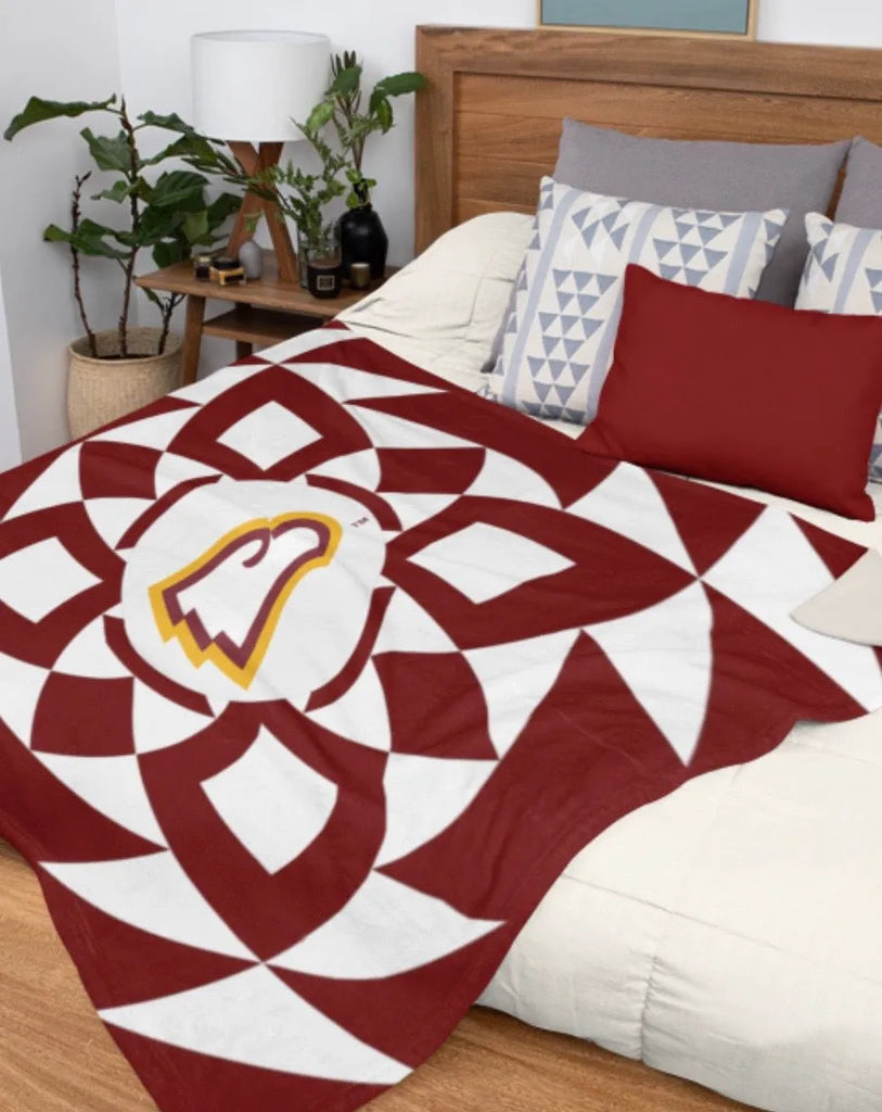 Winthrop University Blanket Garnet Tribal Sherpa Blanket - 60" x 80" | Gifts and Merchandise.| Bookstore Gifts