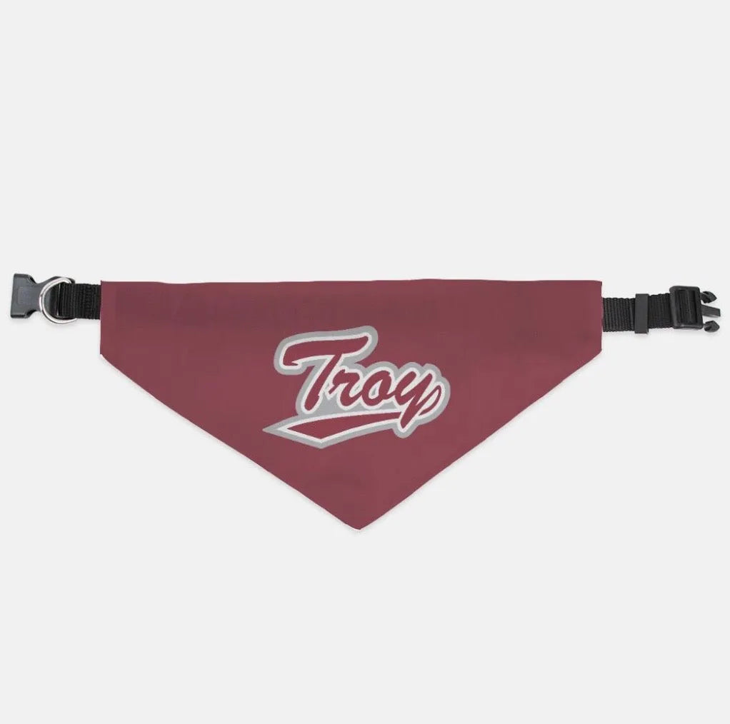 Troy University Pet Bandana - Cardinal Script - L/XL | Official Merchandise and Accessories | Festive Fit Home