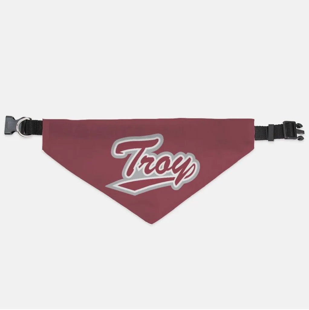 Troy University Pet Bandana - Cardinal Script - L/XL | Official Merchandise and Accessories | Festive Fit Home