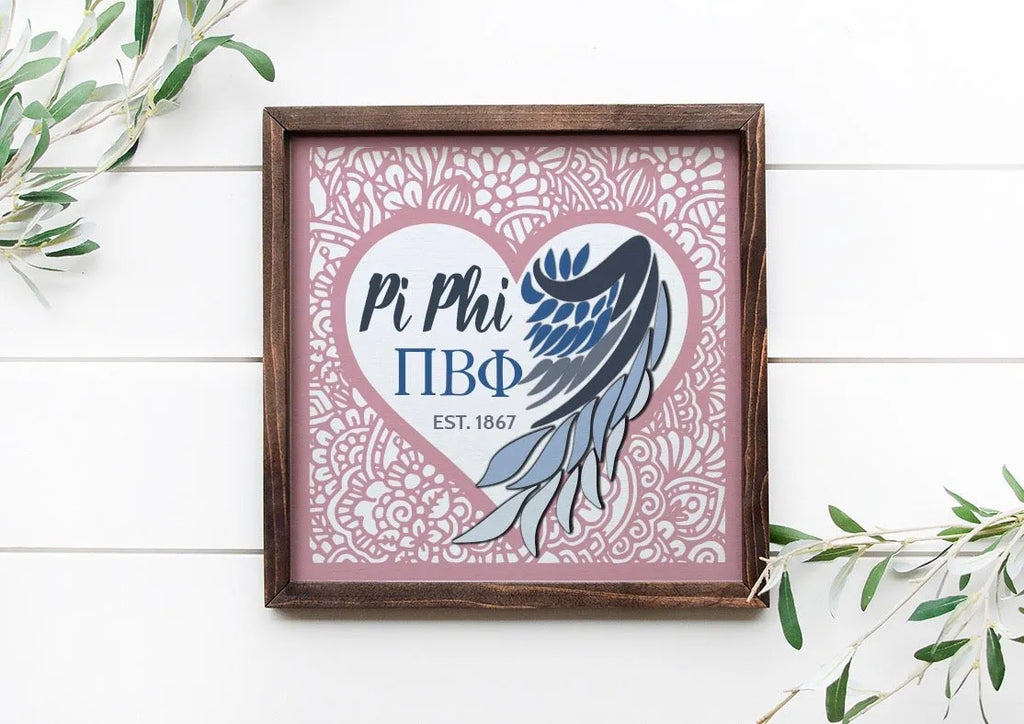 Pi Beta Phi Large Heart Canvas