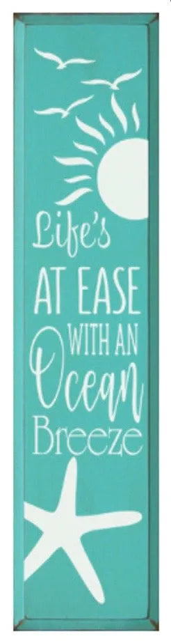 Ocean Breeze Wood Summer Sign 9"x36" | Summer Beach Quote Sign | Farmhouse Sign | Festive Fit Home