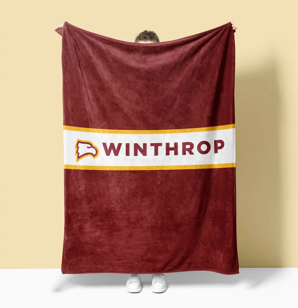 Winthrop University Blanket - Center Band 60"x80" | Custom Gifts | Official Merchandise | Festive Fit Home