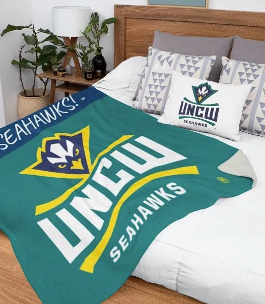 UNC Wilmington Blanket - Go Seahawks Sherpa Blanket 60" x 80" | Gifts and Merchandise | Festive Fit Home