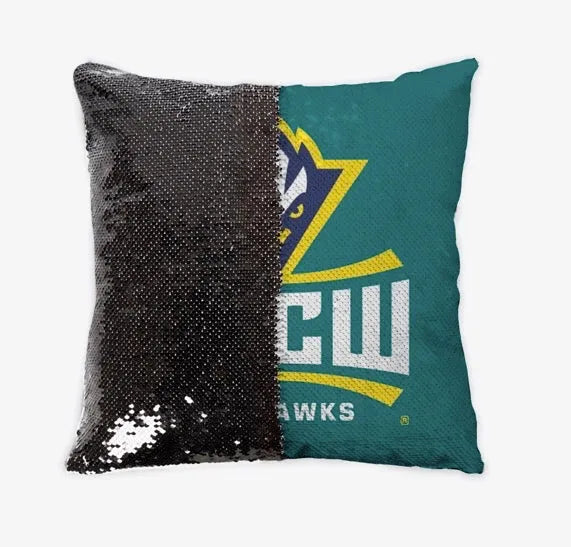 UNCW Seahawk Sequin Reversible Pillow Case | UNC Wilmington Gifts