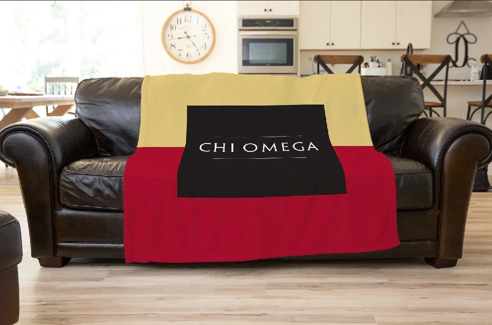 Chi Omega Sherpa Blanket XL 69x80 Color Block | Custom XO Gifts 