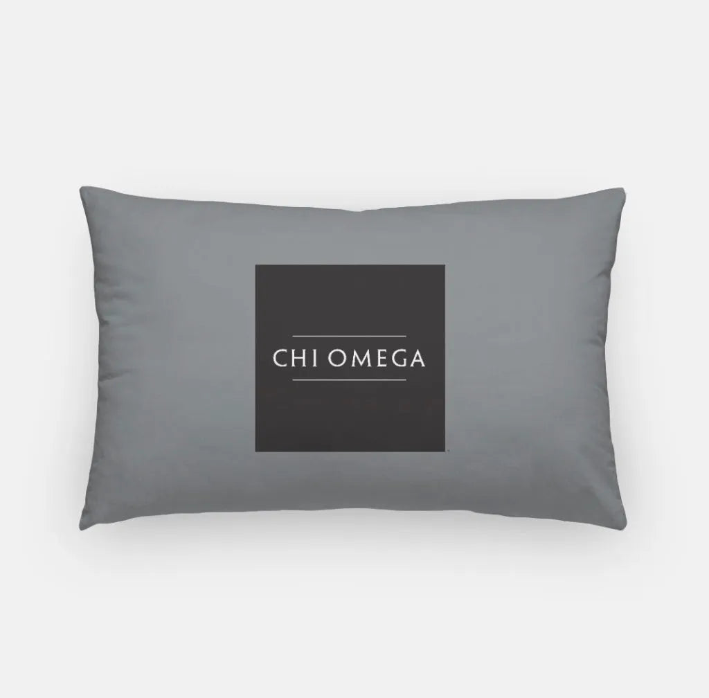 Chi Omega Lumbar Pillow Cover - Gray Traditional | Custom Gifts Decor | Festive Fit Home