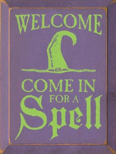 Welcome Spell Halloween Wood Sign - 9"x12" | Halloween Home Decor