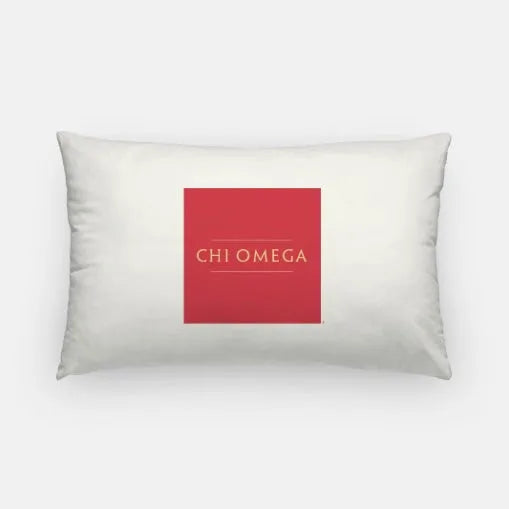 Chi Omega Lumbar Pillow Cover - Cardinal Traditional | Custom Gifts | Festive Fit Home