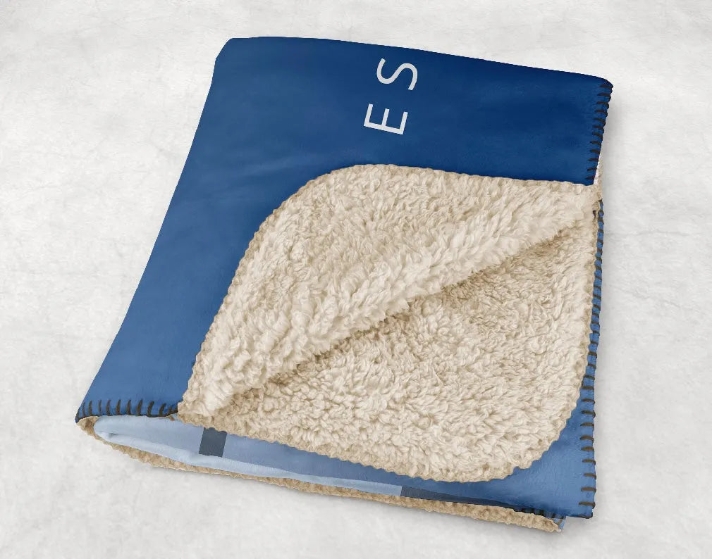 Pi Phi Sherpa Blanket XL 60x80 Blue Gradient | Custom Pi Beta Phi Gifts & Decor | Festive Fit Home