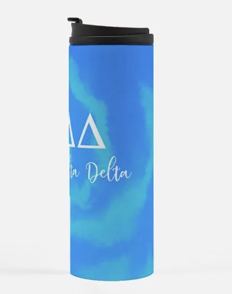 Tri Delta Thermal Tumbler - Blue Swirl 16 oz. | Gifts and Merchandise | Festive Fit Home