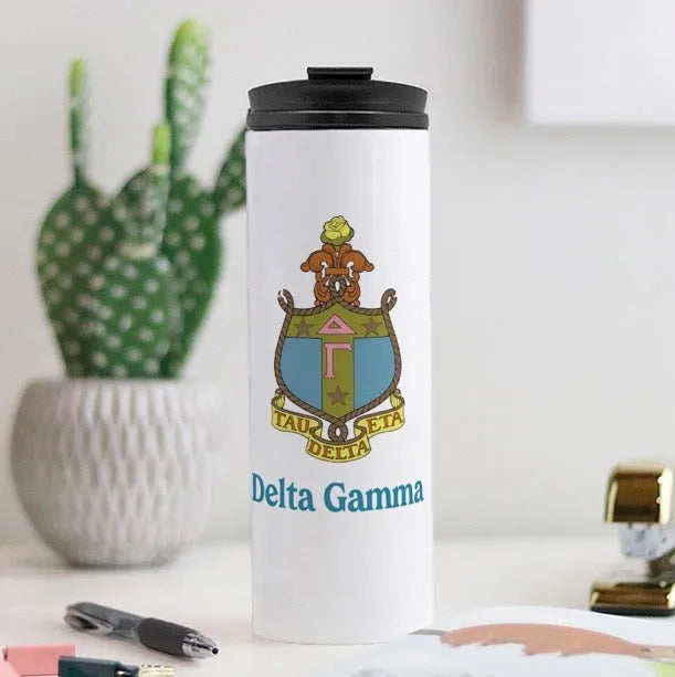 Delta Gamma Traditional Crest Thermal Tumbler 16 oz. | Gifts  and Merchandise | Festive Fit Home