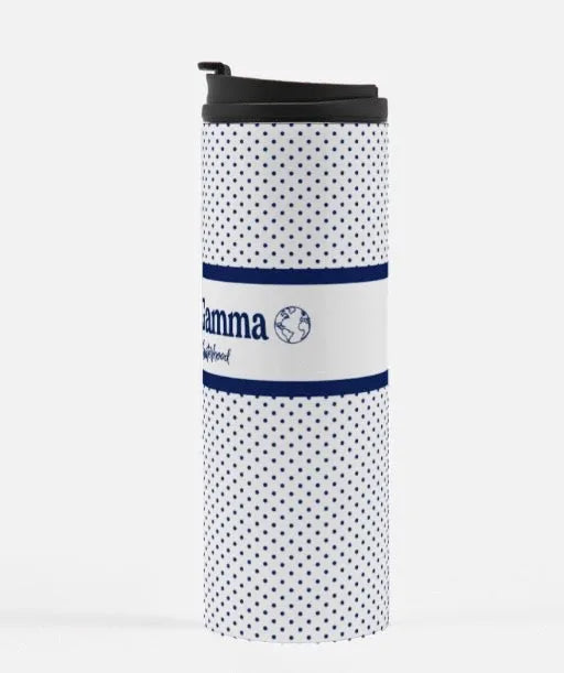 Delta Gamma Navy Polka Dot Thermal Tumbler 16 oz. | Merchandise and Gifts | Festive Fit Home