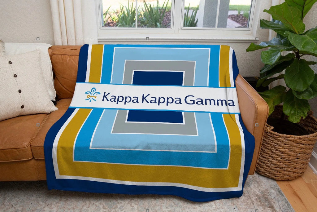 Kappa Kappa Gamma Sherpa Blanket - Layered Colors 60"x80" | KKG Gifts and Merchandise | Festive Fit Home