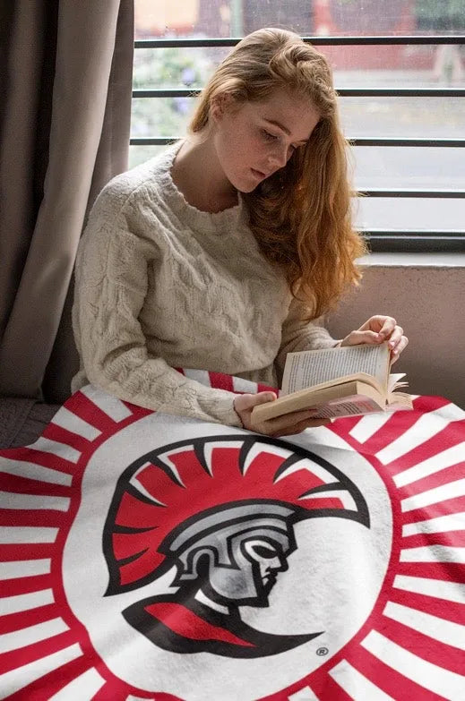 University of Tampa Spartan Red Starburst Sherpa Blanket - 60"x80" | Gifts and Merchandise | Festive Fit Home