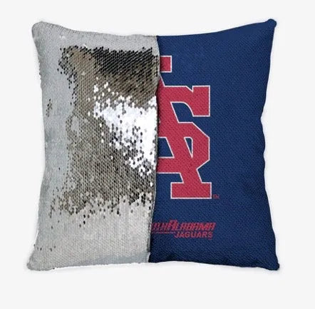 University of South Alabama Red Monogram Sequin Pillow Cover