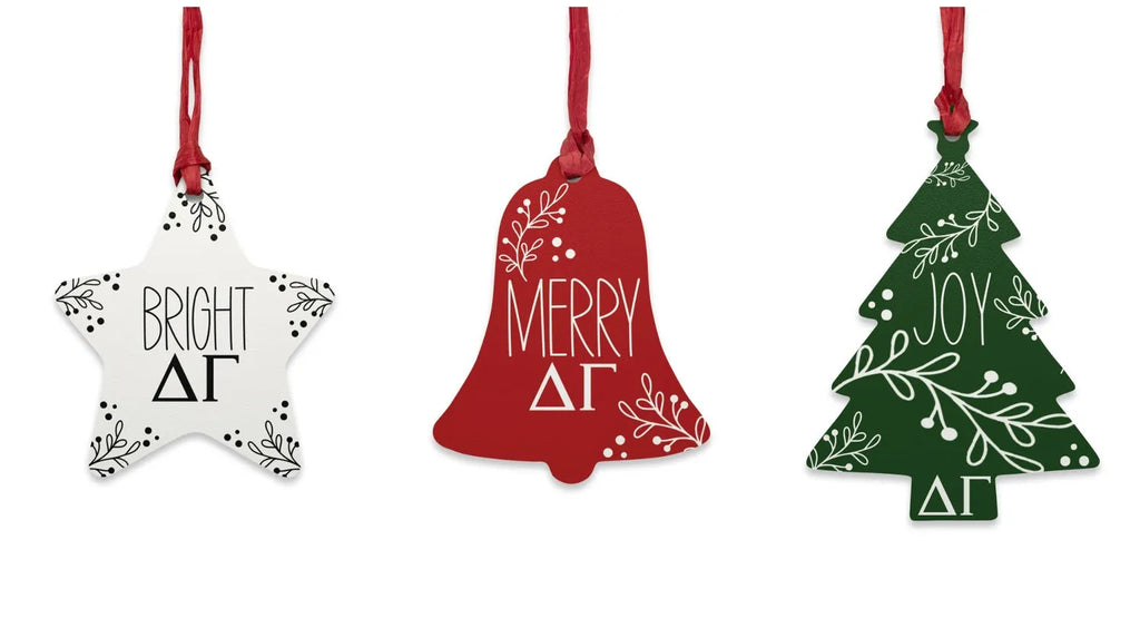 Delta Gamma Wood Christmas Ornaments / Magnets (Set of 3) | Custom Holiday Gift