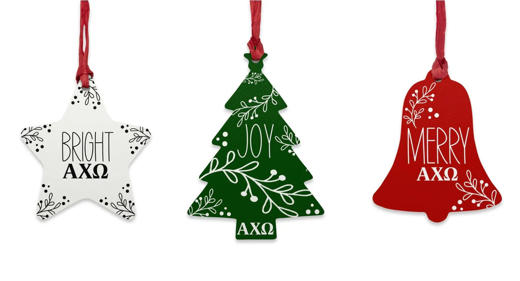 Alpha Chi Omega Wood Christmas Ornaments / Magnets (Set of 3) | Gifts