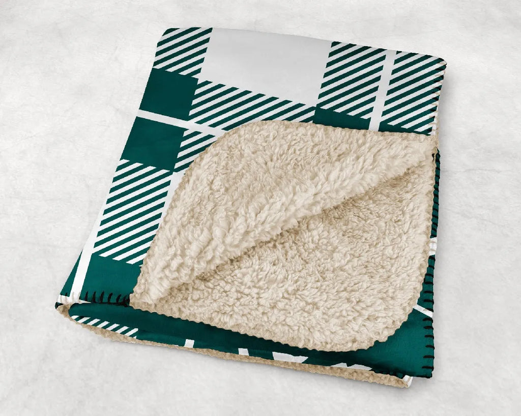 Alpha Sigma Tau Plaid Sherpa Blanket - 60"x80" | Official Merchandise | Custom Gifts