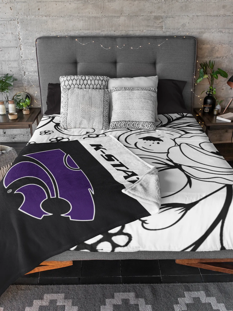 K-STATE - Sherpa Blanket - Purple Wildcat 60"x80" | Custom Merchandise | Gifts and Decor | Festive Fit Home