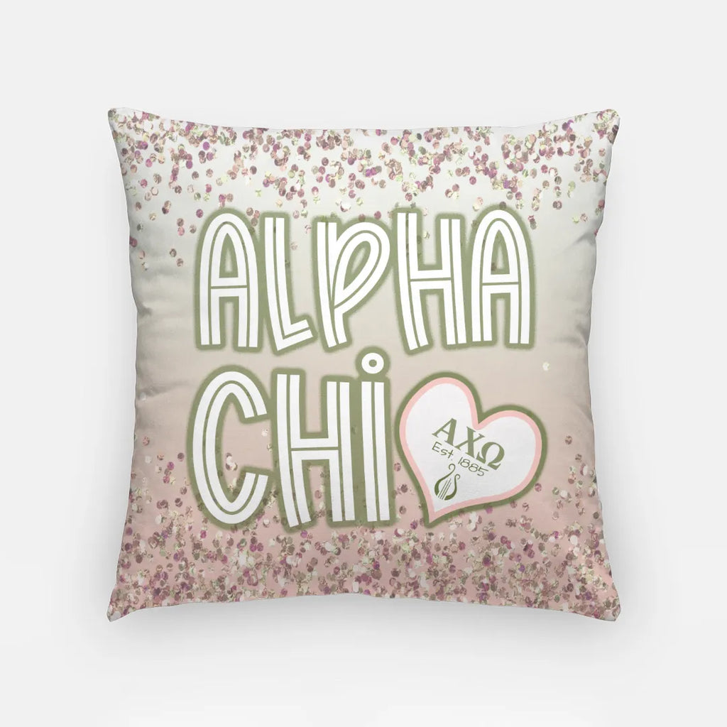 Alpha Chi Omega Throw Pillow Cover - Glitter | Gifts and Merchandise