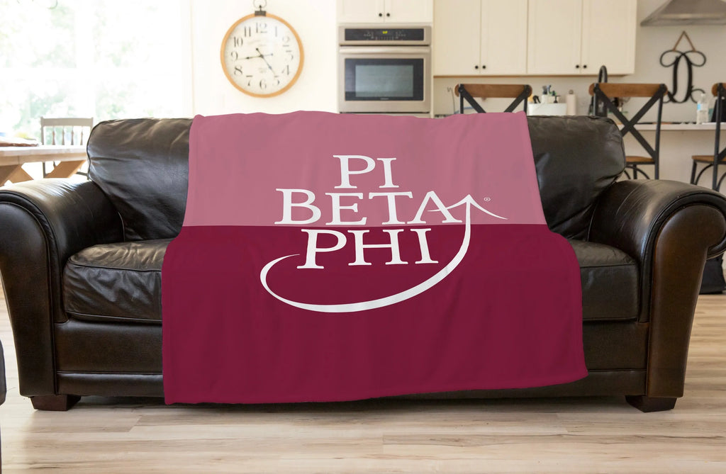 Pi Beta Phi Sherpa Blanket - Wine Color Split 60"x80" | Custom Pi Phi Gifts | Festive Fit Home