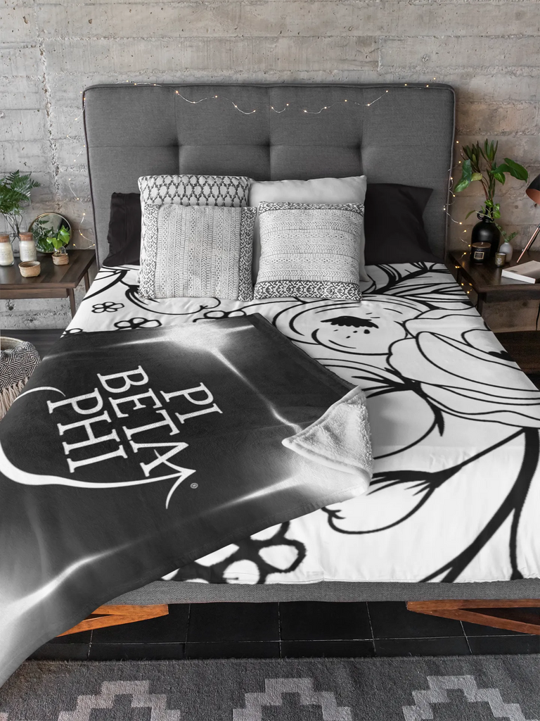 Pi Beta Phi Sherpa Blanket - Black Flashing Lights 60"x80" | Custom Gifts | Official Merchandise | Festive Fit Home