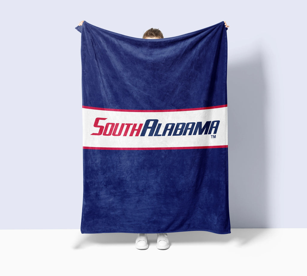 University of South Alabama Traditional Sherpa Blanket - 60"x80" | custom Gifts and Dorm Decor | Festive Fit Home