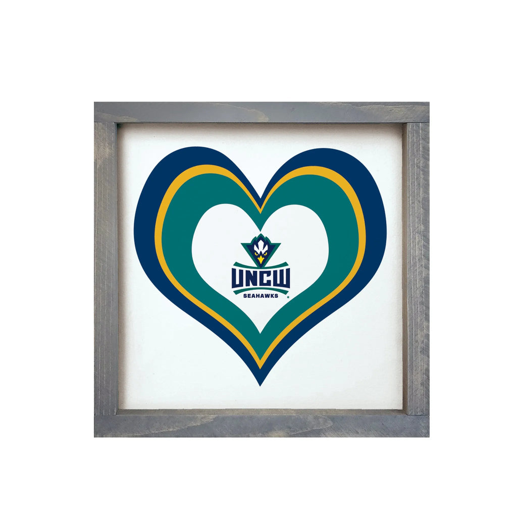 UNC Wilmington Sign - Layered Heart 12"x12" | UNCW Gifts and Decor | Official Merchandise | Festive Fit Home