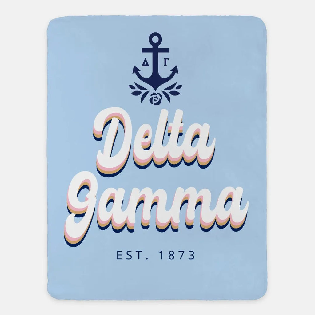 Delta Gamma Sherpa Blanket - Retro - 60"x80" | Gifts and Merchandise | Festive Fit Home