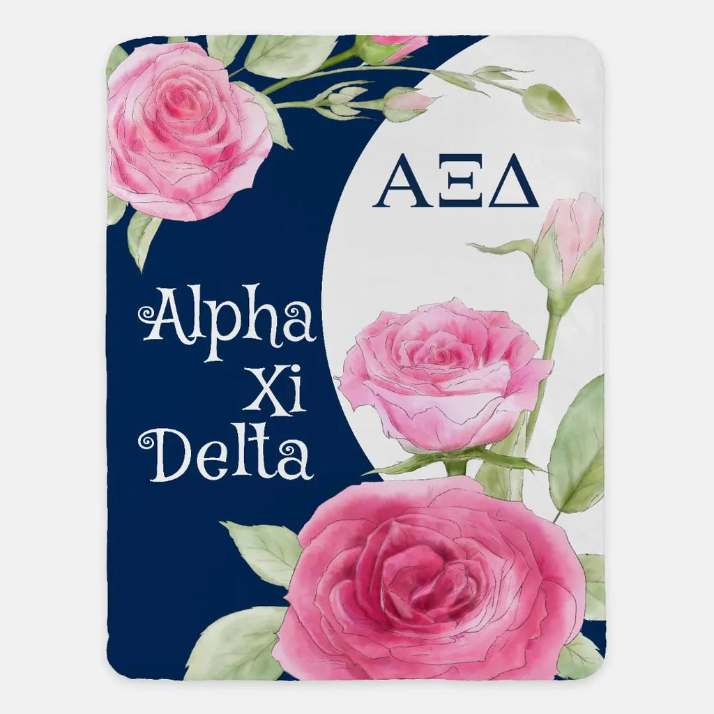 Alpha Xi Delta Sherpa Blanket - Midnight Rose 60"x80" | Custom Gifts and Decor | Festive Fit Home