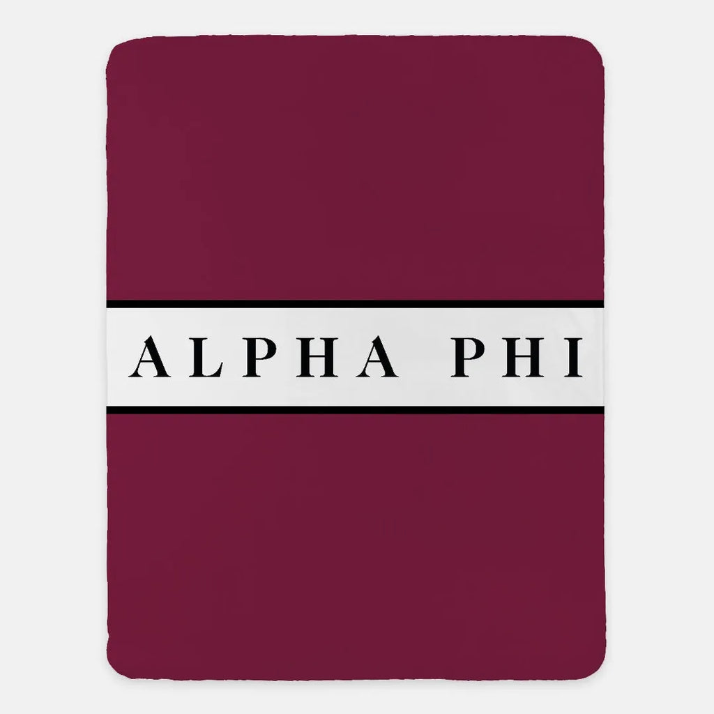 Alpha Phi Bordeaux Blanket - Center Band 60"x80" | Accessories | Gifts and Decor | Festive Fit Home