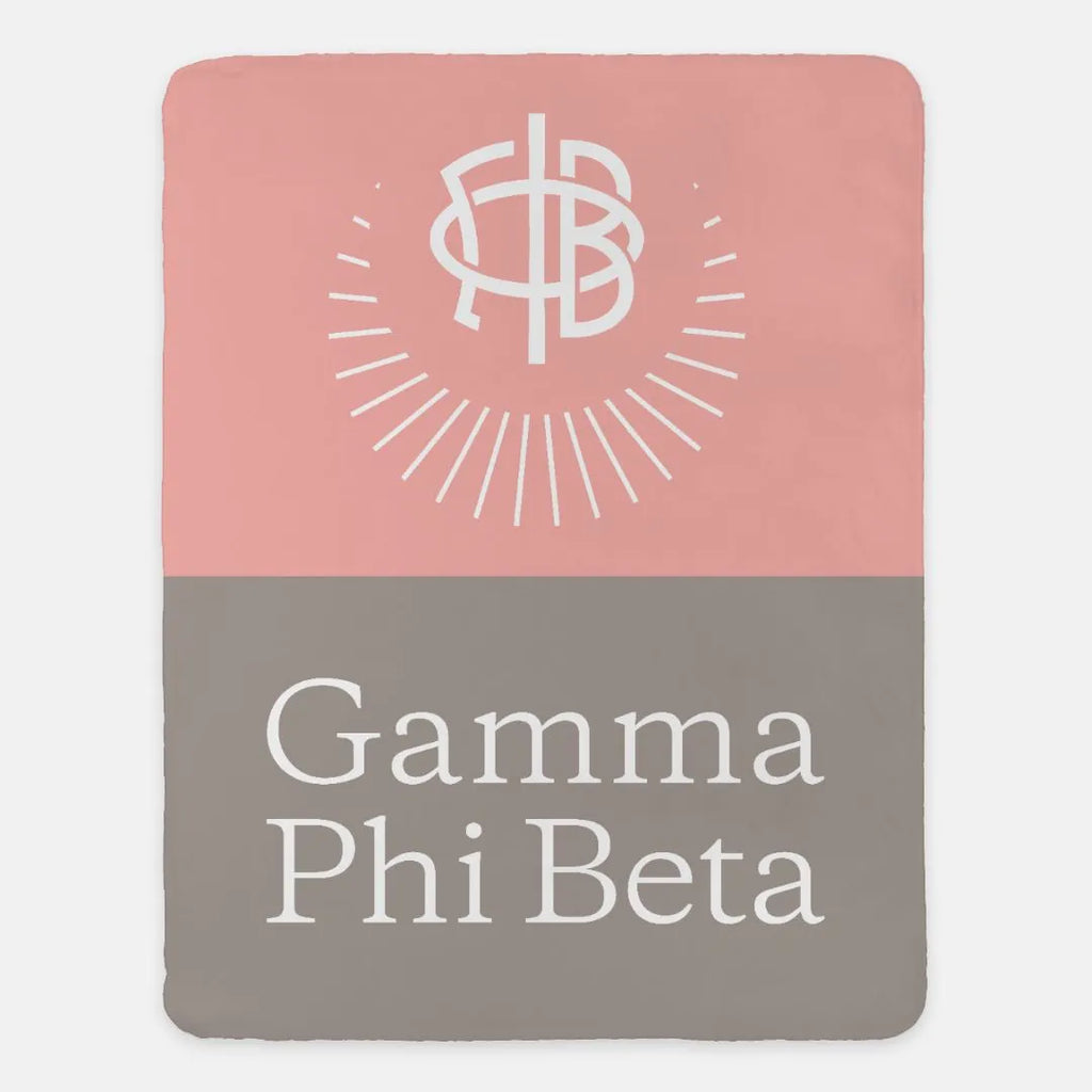 Gamma Phi Beta Sherpa Blanket XL 60x80 Color Block | Custom GPhiB Gift