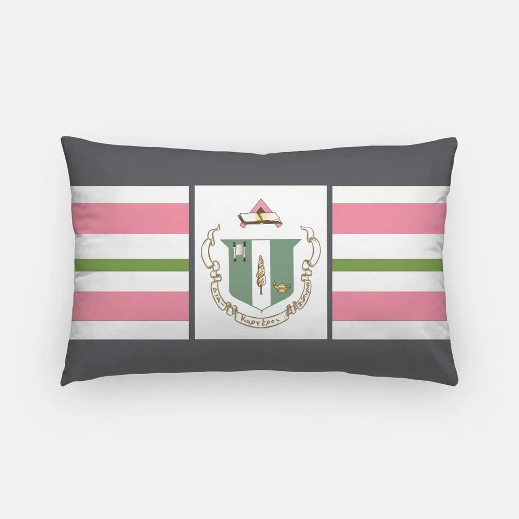 Delta Zeta Lumbar Pillow Cover - Striped Crest | Official Merchandise | Custom Gifts | Festive Fit Home