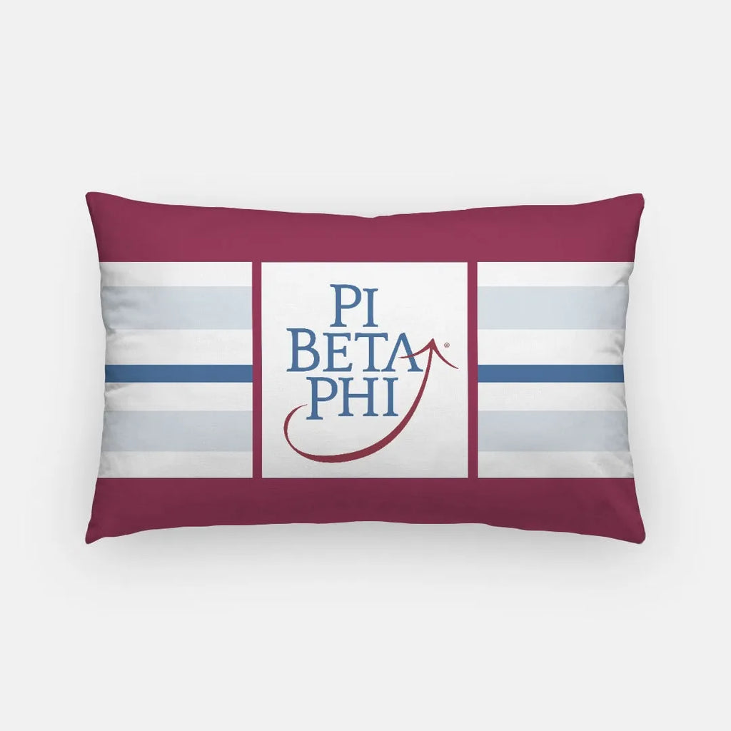 Pi Beta Phi Striped Lumbar Pillow Cover | Dorm Decor | Custom Gifts | festive Fit Home