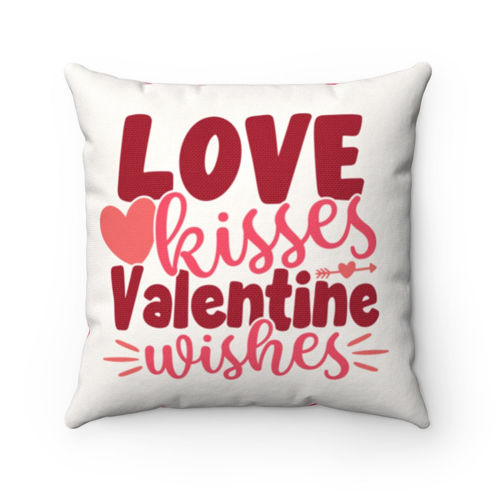 Love Kisses and Valentine Wishes Pillow | Valentine's Pillow Case | Valentines Home Decor | Festive Fit Home | Fun Pillow Cases