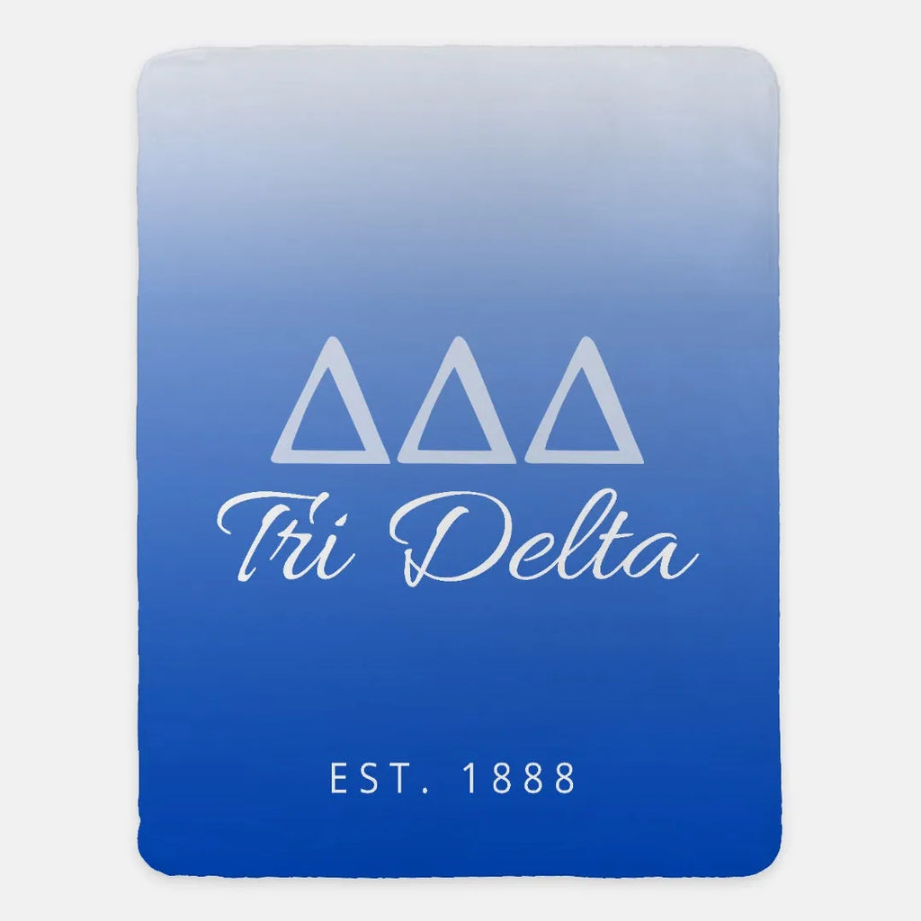 Tri Delta Sherpa Blanket Blue Gradient XL 60x80 | Unique Gifts & Decor | Festive Fit Home