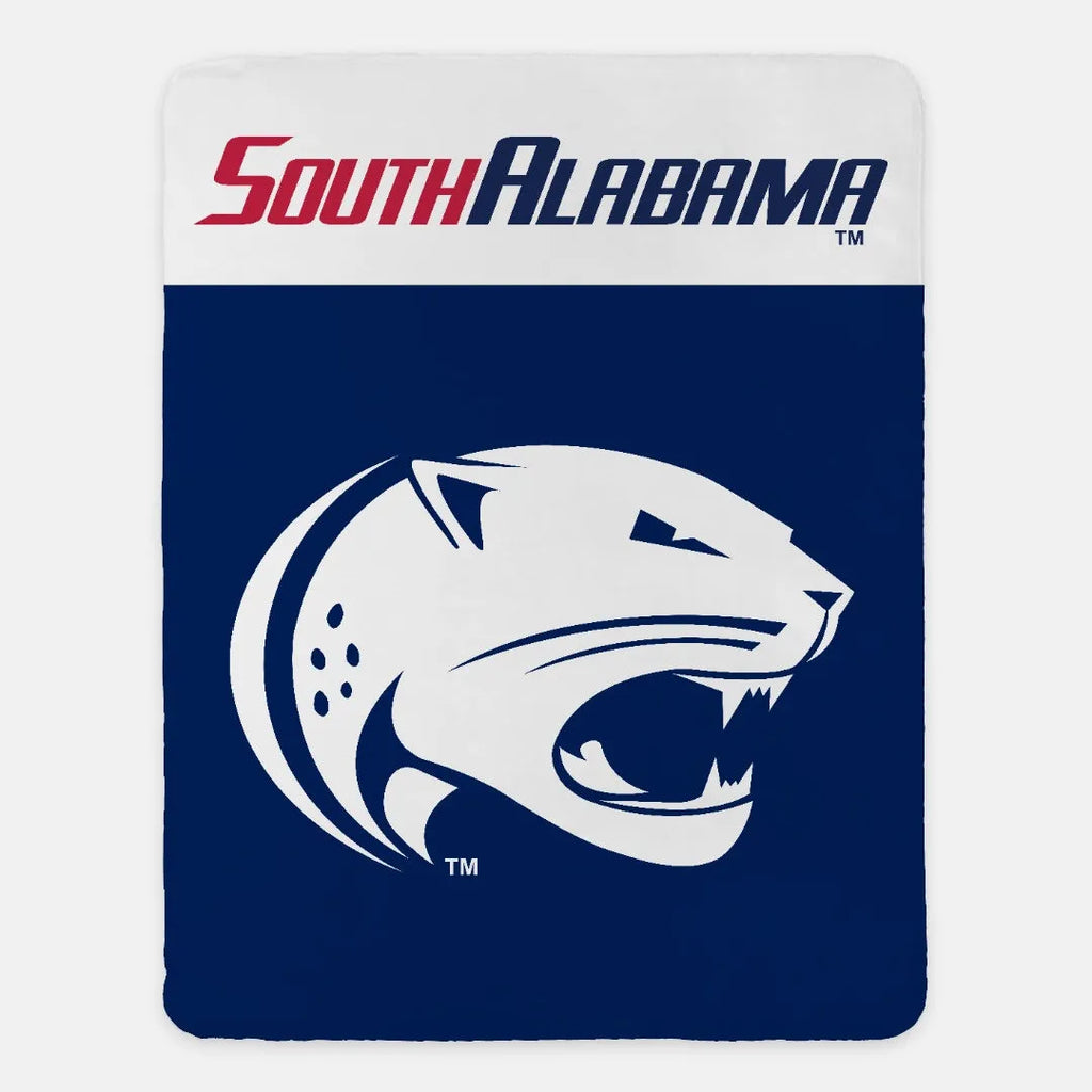 University of South Alabama Sherpa Blanket - Wide Band 60"x80" | Custom Gifts | Official Merchandise | Festive Fit Home