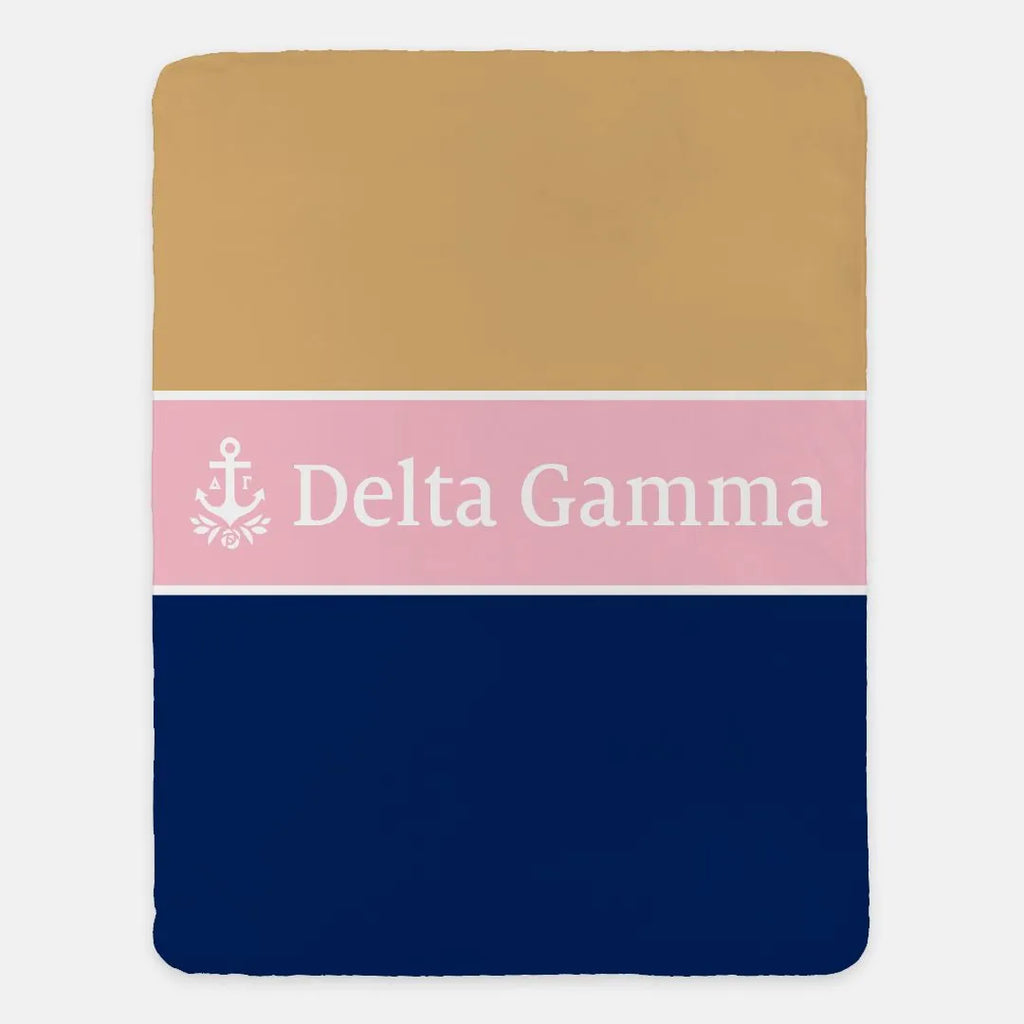 Delta Gamma Sherpa Blanket - Color Block 60"x80" | Custom Dorm Decor | Festive Fit Home