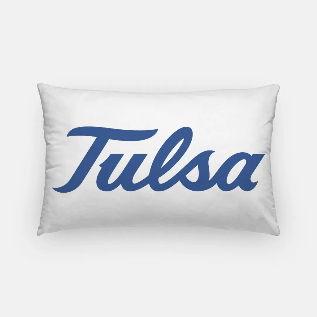 University of Tulsa Lumbar Pillow Blue Script | Unique Gifts and Decor | Festive Fit Home